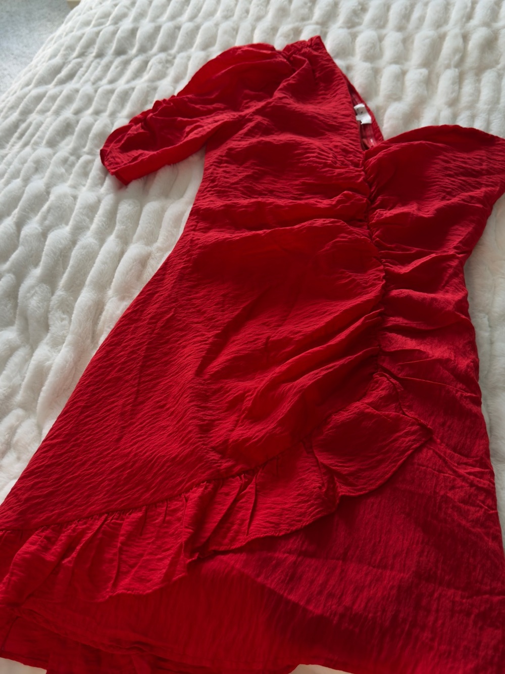 Leith Bold Red One-Shoulder Ruffle Dress - Picture 2 of 3